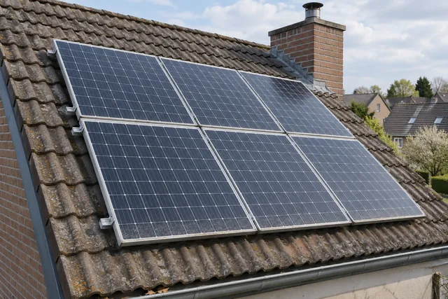 Sechs Solarmodule auf altem Ziegeldach